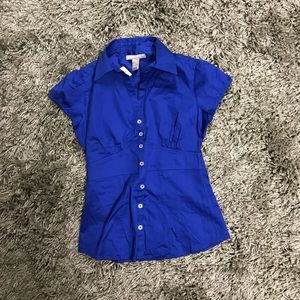 Colbalt blue button down peplum shirt